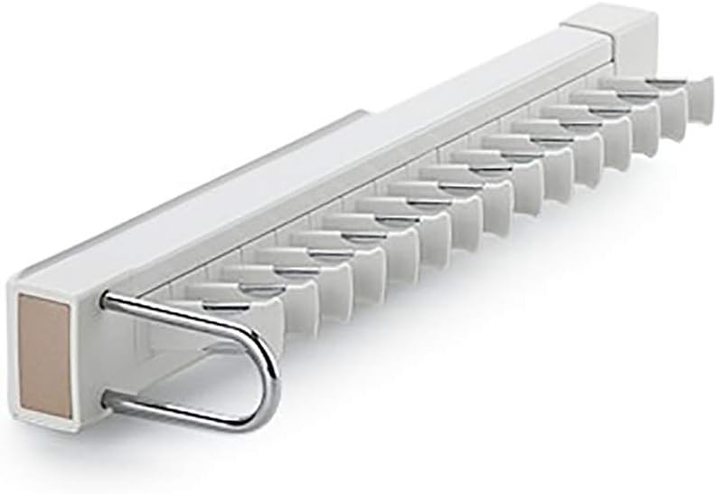 Extensible Tie Hanger and Belt Holder with 15 Hooks For The Wardrobe SGS Certified Damping Track,Hanging Wardrobe Storage Tie Rack Color White Decoration