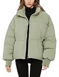 Yimoon Women's Winter Cropped Puffer Jacket Baggy Short Padded Coats Outerwear(Green-L)