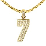 FindChic Men Necklaces Number 7 Chain for Sports Player, Baseball Football Basketball Jersey Pendant with 22'' Chain 18K Gold Plated Jewelry Gifts