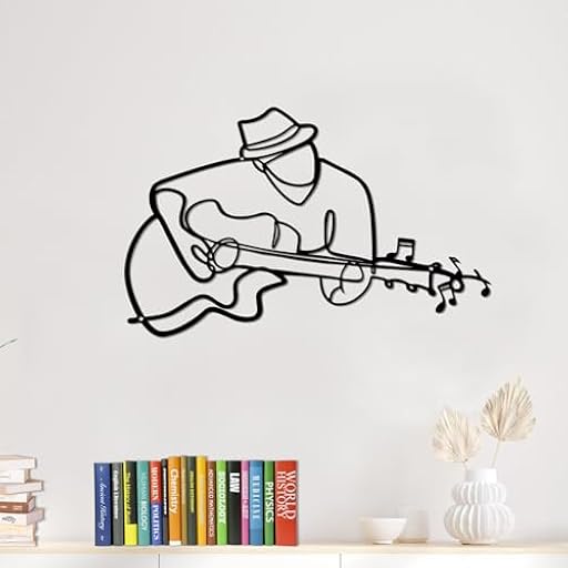 ENKUY Arte de pared de metal para guitarrista, arte de pared de música de guitarra, decoración de pared para amantes de la música, arte único de músico callejero, decoración de pared negra, 15.7 x 12 | Ya disponible en tu tienda friki favorita! En mundofriki.es!