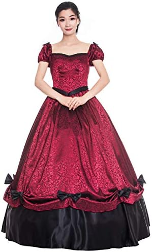 Southern Bell Dress 19 Century Civil War Southern Belle Gown/Party Dresses/Victorian Dresses (L, Red1)