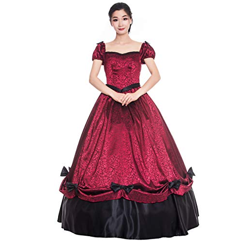 Southern Bell Dress 19 Century Civil War Southern Belle Gown/Party Dresses/Victorian Dresses (L, Red1) #TOP16