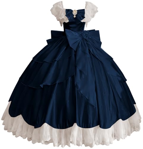 TRHTX Navy Blue Wedding Dresses with Train Satin Beaded Prom Dresses with