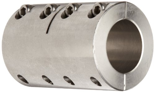 Ruland SPX-8-6-SS Two-Piece Clamping Rigid Coupling, Stainless Steel, 1/2" Bore A Diameter, 3/8" Bore B Diameter, 1-1/8" OD, 1-3/4" Length