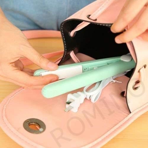 Image of ROMINO Mini Hair Straightener For Teens Women With Ceramic Coated Plates Hair Straightening Iron Machine Hair Pressing Machine Saree Pleats Straightener Travel Friendly With Lock (Multicolored)