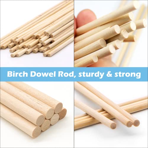 Wisyok Wooden Dowel Rod, 100Pcs, 0.23 X 6Inch, Unfinished Nature Wooden Cake Dowels, Wooden Craft Sticks For Diy, Party, Music Class, Balsa Wood #TOP2