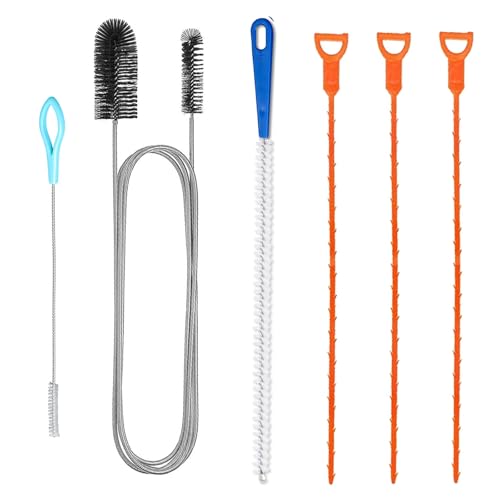 6 Piezas Cable Desatascador Tuberias, Desatascador Tuberias Profesional de Desagües para Inodoro, Alcantarillado, Cocina, Ducha, Bañera, Baño