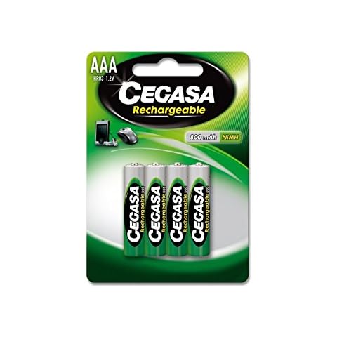 CEGASA Rechargeable HR03 Pilas - Pack 4, 800 mAh, Verde Cover