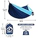 Camping Hammock Double with 2 Tree Straps Made of Portable Lightweight Nylon Parachute for Backpacking,Travel,Beach,Yard and Outdoor Survival (NavyBlue-Blue)