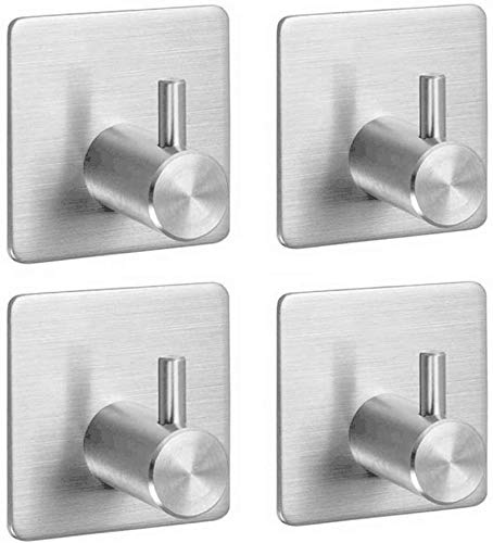 TECHVIDA 18/8 Ganchos de Baño Conjuntos de 4Pack - 304 Acero Inoxidable Robe ropa Toalla Bolsa Montado en Pared Percha de Ropa Soporte para Cocina o Baño