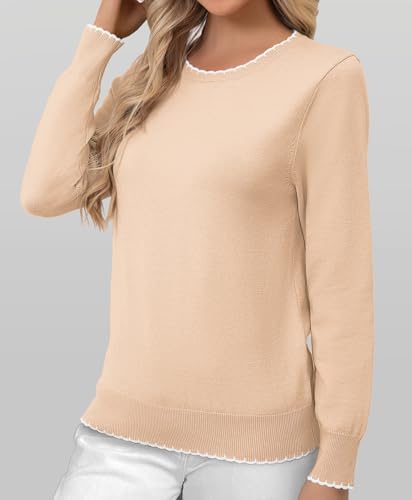 Women's 2025 Fall Crewneck Sweater Casual Long Sleeve Ribbed Knit Pullover Sweaters Going Out Cute Tops3