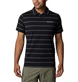 Columbia Men's Sun Trek Polo, Black/Shark Heather Stripe, X-Small