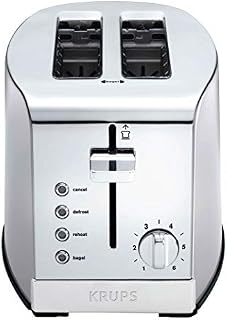 KRUPS KH732D50 2-Slice Toaster, Stainless Steel Toaster, 5 Functions with Cancel, Toasting, Defrost