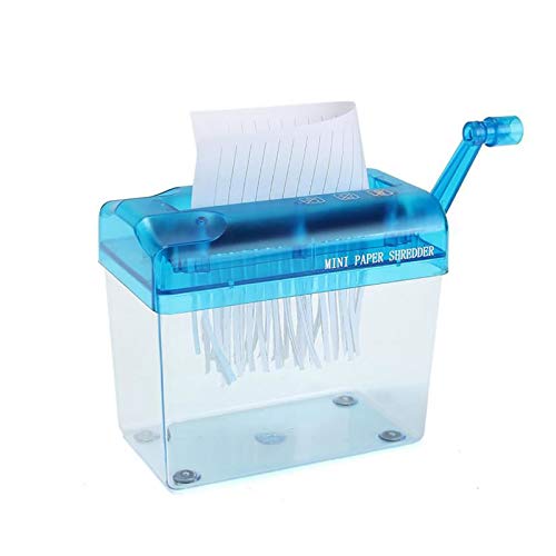 Hand Crank Paper Shredder Portable Blue Manual Document Paper Cutting Shredder for Office Home Desktop