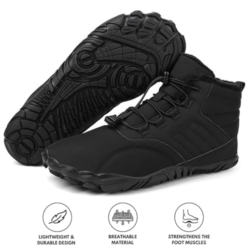 Giltpeak Hike Barefoot Women's Winter Hiking Shoes, Unisex (Fits Women's Standard Sizes), Black, Waterproof, Round Toe, Casual, Moderate Cushioning, Adult Women's Size2