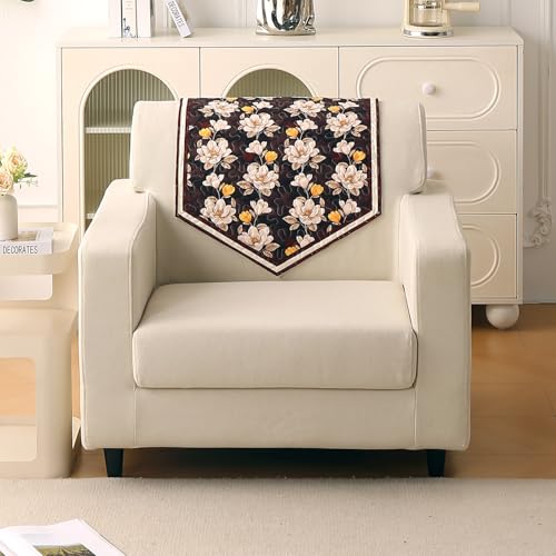 Image of HOKIPO 'Florentina Series' 1 PC Backrest Mat for Sofa Cover | Premium Multi-Needle Quilted Holland Velvet Mat with Anti Slip Backing, Camellia Brown (IN-877-V2*S)