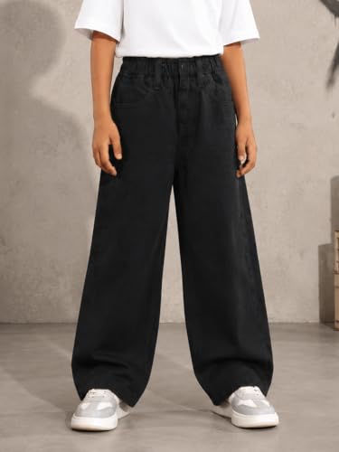 Image of KiddoPanti Boys Baggy Jeans | Stretch Denim Wide Leg Jeans | Elastic Waist Casual Denim Pants | Cotton Blend Loose Fit with 4 Pockets | Kids Street wear | 2-14 Years