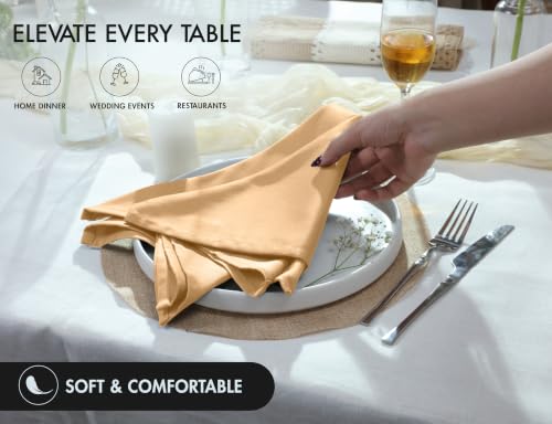 Image of Ruvanti Cloth Napkins Set of 4, Cotton Enrich 18 inchx18 inch - Ivory Gold