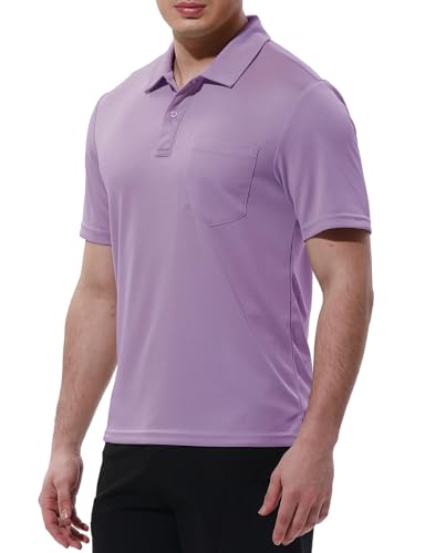Image of Rdruko Men's Polo Shirts Short Sleeve Quick Dry Outdoor Golf Sports Shirts with Pocket