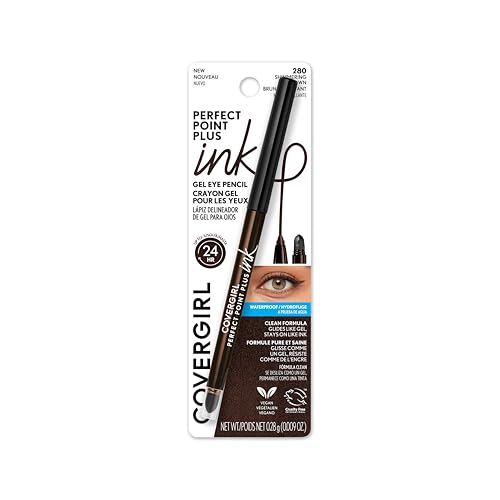COVERGIRL Perfect Point Plus Ink Gel Eye Pencil Pigmented Long-Wearing Vegan Formula Shimmering Brown 280 0.01oz