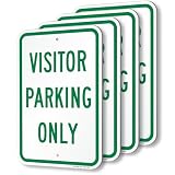 SmartSign (Pack of 4) 18 x 12 inch “Visitor Parking Only' Sign, 120 mil Thick Aluminum Composite (ACM), Engineer Grade Reflective Material, Green and White