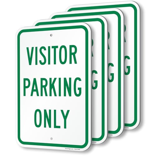 SmartSign (Pack of 4) 18 x 12 inch “Visitor Parking Only" Sign, 120 mil Thick Aluminum Composite (ACM), Engineer Grade Reflective Material, Green and White by SmartSign - Used condition - US$45.41