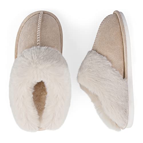 Lubardy Slippers Women Ladies House Slippers Winter Bedroom Indoor Slippers Plush Fleece Lined Slippers Anti-Skid Soft Comfort Warm Shoes