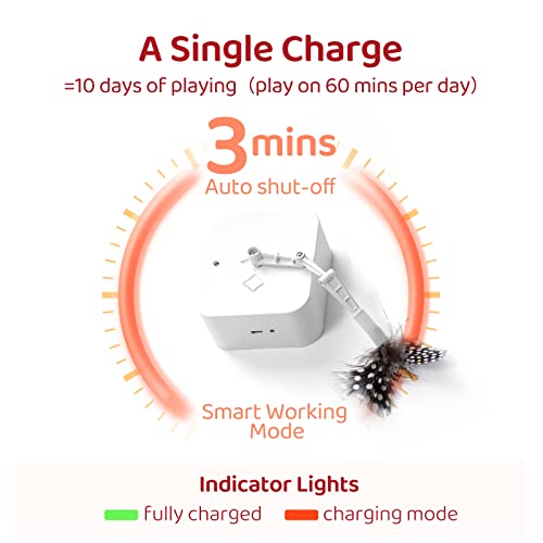 Mollybox Interactive Cat Toy For Indoor Cats, 2 In 1 Cat Scratcher Automatic Feather Toy, Automatic Ambush Feather Cat Toy, Kitten Toy With 3 Feather & 2 Scratcher Pads, Usb Rechargeable Cat Toys #TOP5