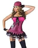 Fun World Costumes Women's Rockin Skull Pirate Adult Costume, Pink/Black, Medium/Large