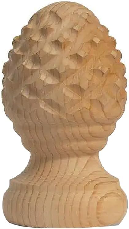 Pineapple Finial with Rings – Decorative Cedar Wood Post Top for 4x4 Fence or Deck Posts – Unfinished Kiln-Dried Wood Finial for Porch, Stair, or Gate Posts - Set of 12 by Woodway