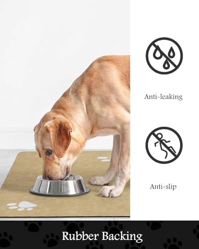 Image of Pet Feeding Mat-Absorbent Dog Mat for Food and Water Bowl-No Stains Quick Dry Water Dispenser Mat-Dog Accessories Pet Supplies-Bowl for Messy Drinkers（Beige,12 inchx19 inch