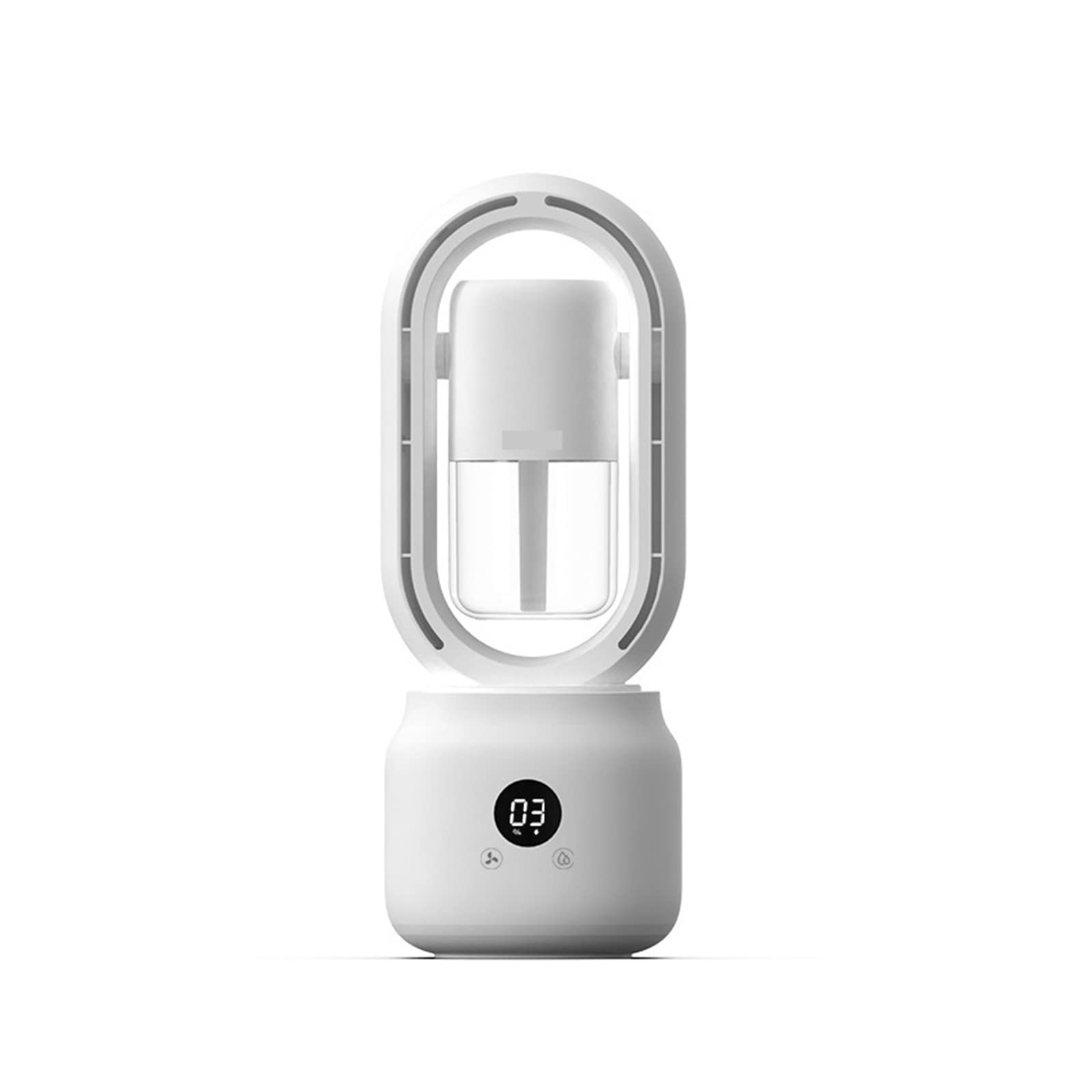 Cczrd White Summer Water Cooled Spray Mist Electric Fan Usb Rechargeable Portable Wireless Air Humidifier Bladeless Ventilator Table Airflow Comfort Refreshing Breeze(White)