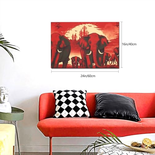 Impression HD d'éléphants rouges sur toile premium LPSRTWE salon