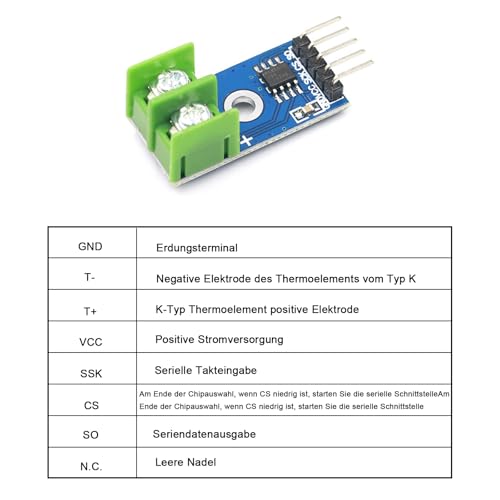 2 PCS MAX6675 Temperatur Sensor,K Type Thermocouple Temperature Sensor,MAX6675 Module mit Arduino und Raspberry Pi kompatibel