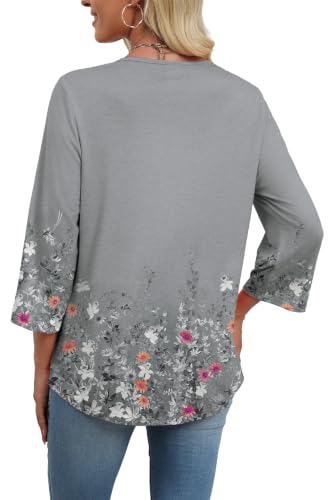 Image of WIHOLL 3 /4 Length Sleeve Womens Tops Boho V Neck Lace Shirt Trendy Blouses Dressy Casual Vacation Clothes S-3XL