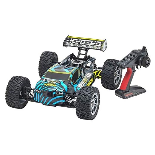 Kyosho Buggy Readyset con Radio de 2 Canales y transmisor, 1/8 RTR, Color Azul