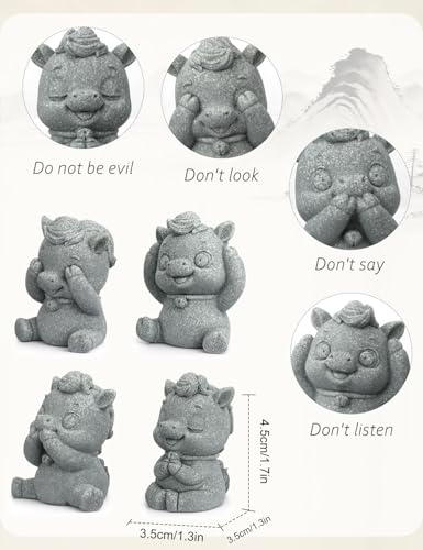Figuras de potro adorables set de 4 piezas para escritorio y jardín miniatura 2