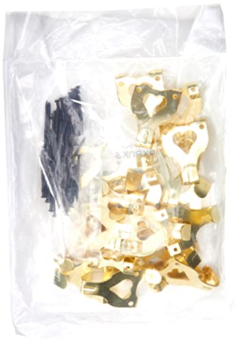Merriway® BH00084 Picture Hooks, Double Fix, Brass Plated Steel - 25 Pack