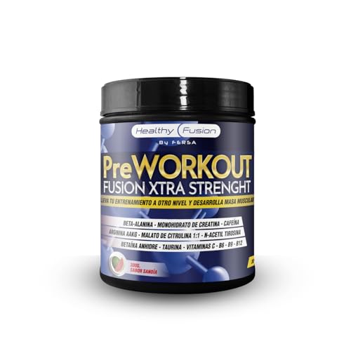 Healthy Fusion potente pre-entreno puro con Beta Alanina, L-Arginina, AAKG, Creatina, Cafeína, Taurina | Mejora el rendimiento físico | Favorece el crecimiento muscular, 300 g sandía