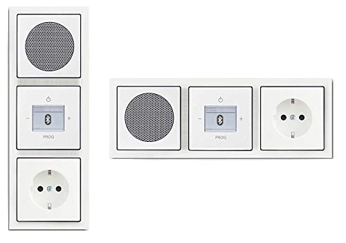 Busch Jäger Unterputz UP Bluetooth Radio 8217 U (8217U) Future Linear studioweiß Komplett-Set // Radioeinheit + Lautsprecher + Steckdose 20EUC-84 +