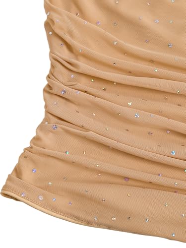Image of Floerns Women's Rhinestone Sleeveless Bandeau Party Corset Strapless Tube Sequin Top