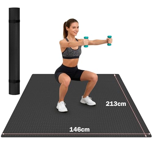 Stepwaver Extra Large HPE Exercise Mat 213x146x0.6cm Thick Workout Mat for Home Gym & Garage Flooring Shoe-Friendly Non-Slip Ultra Durable Thick Large Gym mat Mats for Home Workouts