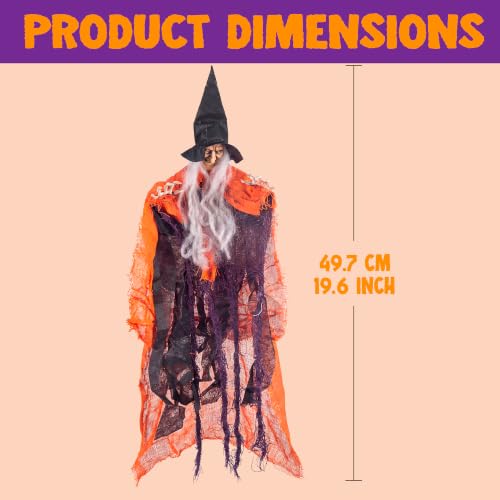 Image of JOYIN 4 Pcs 19.6 inch Hanging Witch Halloween Decorations Outdoor Indoor Flying Haunted House Scary Decor for Lawn Garden Yard
