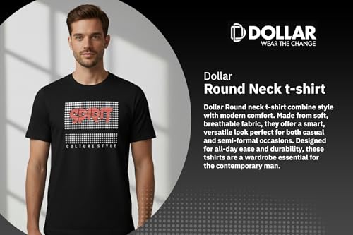 Image of Dollar Club Men's Cotton Round Neck Printed T-Shirt Black