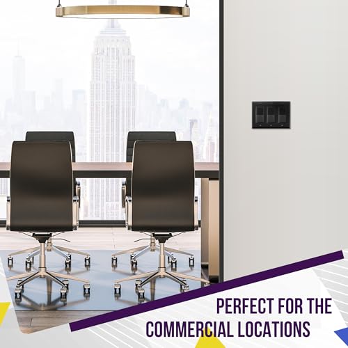 Image of ENERLITES Decorator Light Switch or Receptacle Outlet Wall Plate, Gloss Finish, Size 3-Gang 4.50 inch x 6.38 inch, Unbreakable Polycarbonate Thermoplastic, UL Listed, 8833-BK, Black