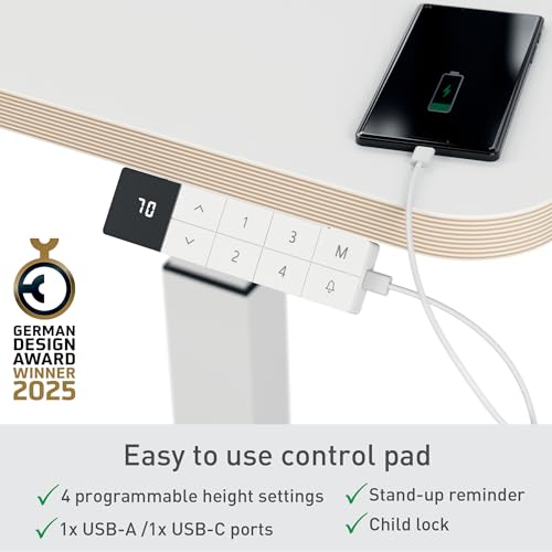 Leitz Ergo Small Electric Standing Desk with Reminder - White - Image 4