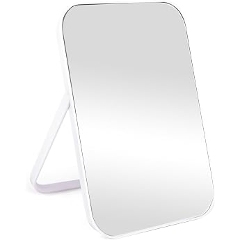 Cosmetic Mirror 21 x 14.7 cm Portable Makeup Mirror with 180  Adjustable Stand for Dressing Table Home Salon Travel White