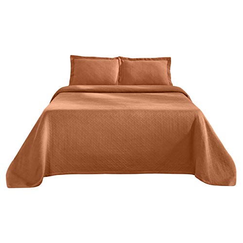 BLUENILEMILLS Premium 100% Cotton Woven Jacquard Matelasse Bedspread Set, Oversized Bedding, Embossed Cotton Fabric, Soft, Breathable, Medium Weight, Basketweave, King, Mandarin by Blue Nile Mills BLUENILEMILLS Premium 100% Cotton Woven Jacquard Matelasse Bedspread Set, Oversized Bedding, Embossed Cotton Fabric, Soft, Breathable, Medium Weight, Basketweave, King, Mandarin by Blue Nile Mills