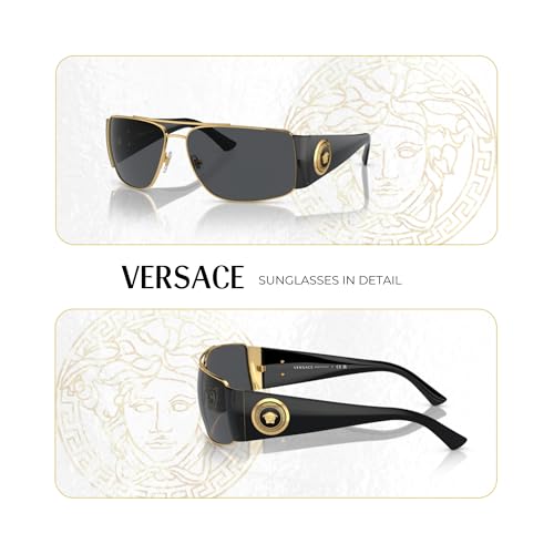 Versace VE2163 Rectangular Sunglasses Bundle for Men for Women, Gold/Grey - image 5