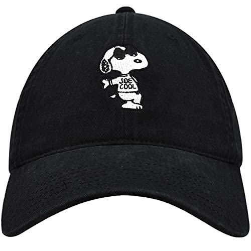 Peanut Snoopy Hat for Women and Men | Black | Adjustable One Size fits All Peanut Hats | Embroidered Cotton Snoopy Logo